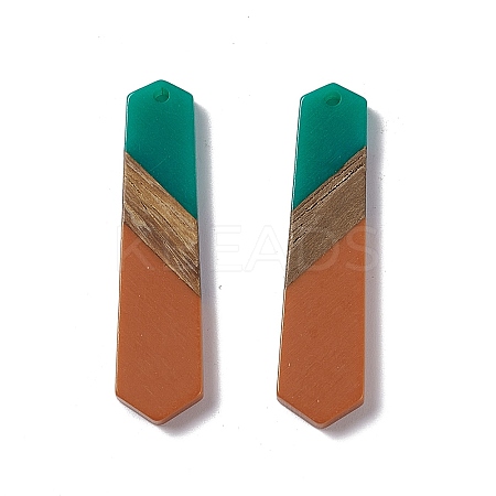 Opaque Resin & Walnut Wood Pendants RESI-M027-06J-1