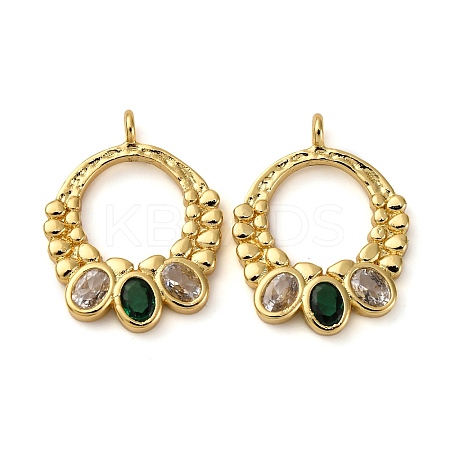 Brass Micro Pave Cubic Zirconia Pendants KK-P308-77G-1