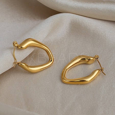 Hollow Nuggets 304 Stainless Steel Hoop Earrings EJEW-P345-05G-1