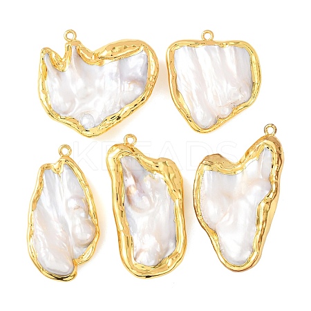 Electroplate Natural Baroque Pearl Keshi Pearl Big Pendants PEAR-F010-02G-01-1