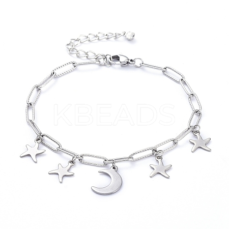 304 Stainless Steel Charm Bracelets BJEW-JB05130-1