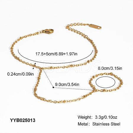 304 Stainless Steel Cable Chain Finger Ring Bracelets for Women XO2335-1-1