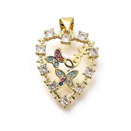 Rack Plating Brass Micro Pave Cubic Zirconia Pendants KK-L226-050G-02-1