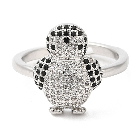 Penguin Cubic Zirconia Adjustable Rings RJEW-K247-01P-1