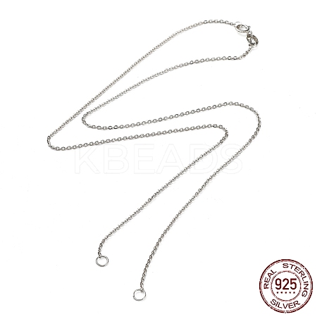 Rhodium Plated 925 Sterling Silver Cable Chains Necklace Makings STER-B001-03P-A-1
