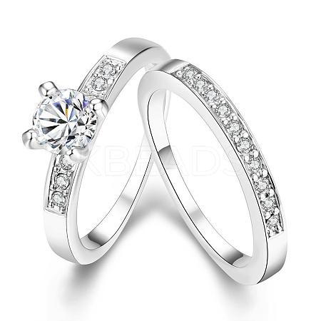 Exquisite Tin Alloy Czech Rhinestone Couple Rings For Women RJEW-BB10590-6B-1