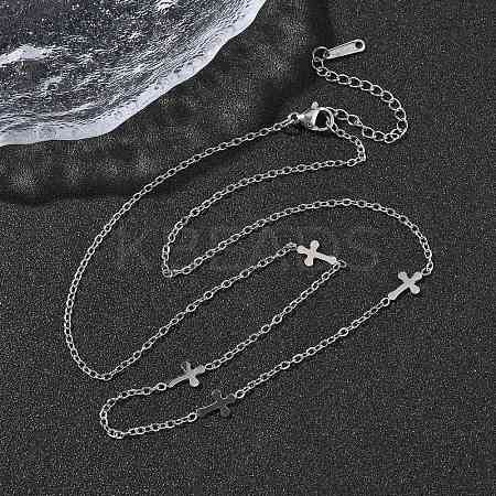 304 Stainless Steel Link Chain Necklaces for Women Men NJEW-K292-01G-P-1
