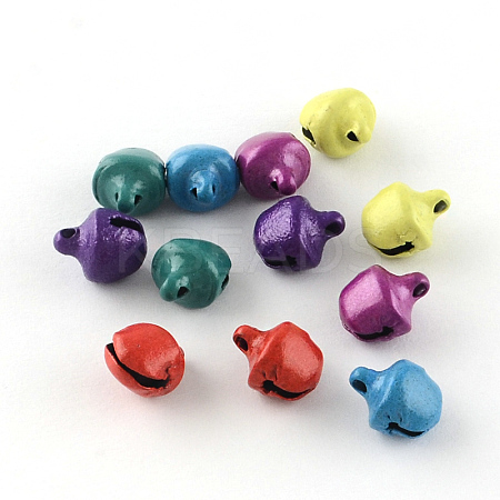 Spray Painted Iron Bell Charms Pendants X-IFIN-R208B-1