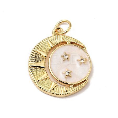 Rack Plating Brass Micro Pave Cubic Zirconia Pendants KK-H431-34G-1