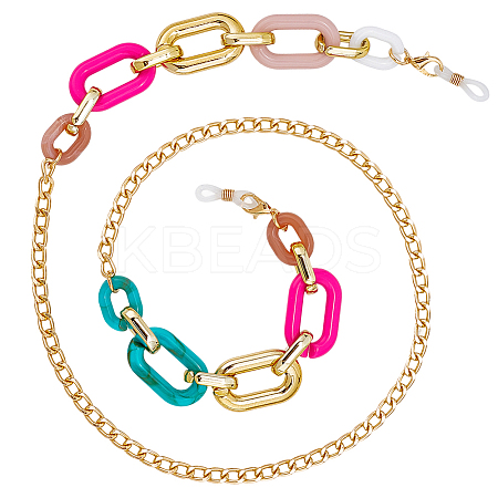 1Pc Acrylic with Alloy Oval Link Chains Neck Strap for Eyeglasses AJEW-CN0003-60C-1