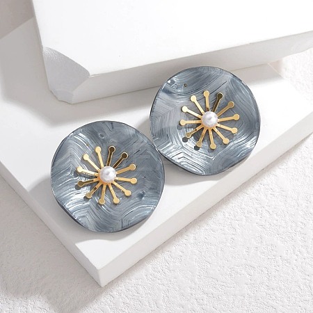 304 Stainless Steel ABS Imitation Pearl Stud Earrings for Women EJEW-M095-06G-01-1