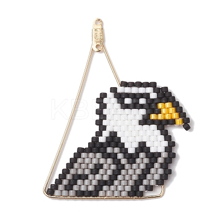 Glass Seed Beaded Eagle Pendants PALLOY-MZ00728-1
