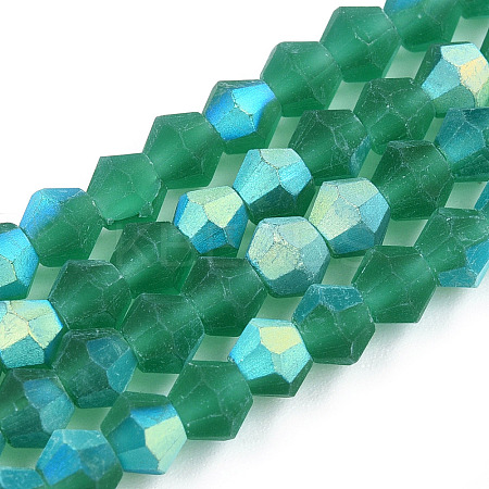 Imitate Austrian Crystal Bicone Frosted Glass Beads Strands EGLA-A039-T4mm-MB10-1