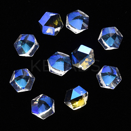 Hexagon Transparent Glass Cabochons MRMJ-T009-142-1