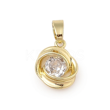 Brass Micro Pave Cubic Zirconia Pendants KK-U041-02G-01-1
