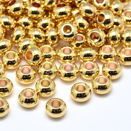 Brass Flat Round Spacer Beads X-KK-M085-18G-NR-1