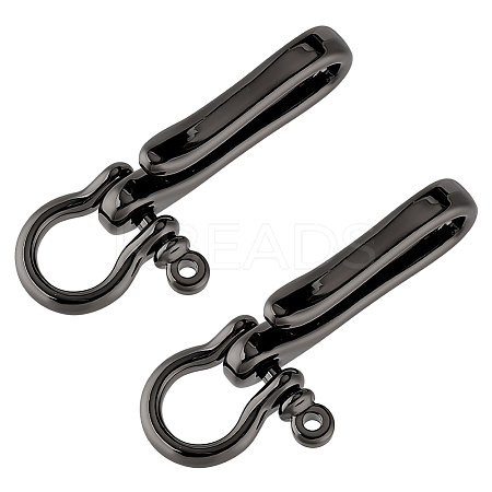 2Pcs Brass Shackle Clasps with Brass S Hook Clasps KK-PH0006-13-1