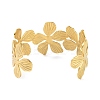 Flower 304 Stainless Steel Open Cuff Bangles for Women BJEW-M313-05G-3