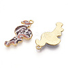Printed Light Gold Tone Alloy Pendants ENAM-N056-210B-1