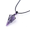 Natural Amethyst Pendants Necklaces NJEW-E140-A02-2