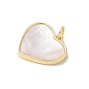 Brass Pave Natural White Shell Pendants KK-S522-05B-G-2
