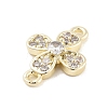 Brass Pave Clear Cubic Zirconia Flower Links Connector Charms KK-Z061-02G-02-2