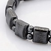 Synthetic Magnetic Hematite Square and Round Beads Stretch Bracelets for Valentine's Day Gift LS-BJEW-M066-13-2