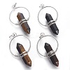 Natural Tiger Eye Big Double Terminated Pointed Pendants G-G771-A01-1