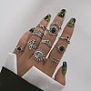 11Pcs Oval/Cross/Sun Alloy Resin Finger Rings FS-WG08CD1-10-1