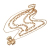 Alloy 3 Layer Bowknot Pendant Necklaces for Women NJEW-U013-01G-02-1