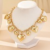 Alloy Flower Textured Heart Bib Necklaces for Women NJEW-S458-01G-1