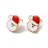 Christmas Santa Claus Alloy Enamel Stud Earrings for Women EJEW-E284-03LG-1