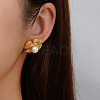 Classic 304 Stainless Steel Imitation Pearl Flower Stud Earrings GL7726-1