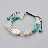 Natural/Synthetic Mixed Stone & White Moonstone Chip Braided Bead Bracelets BJEW-JB04080-2