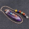 Natural Amethyst & Mixed Stone Braided Bullet Dowsing Pendulum Pendant Decorations LS-CHAK-PW0001-043E-1