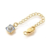 Brass Natural Lapis Lazuli Ends with Chain KK-K398-09G-2