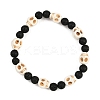 Natural Lava Rock & Synthetic Turquoise Beads Stretch Bracelets for Women BJEW-JB12131-02-2
