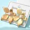 304 Stainless Steel & ABS Plastic Imitation Pearl Flower Stud Earrings LS-EJEW-S253-23G-1