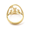 Ion Plating(IP) 304 Stainless Steel Hollow Cat Adjustable Ring RJEW-L107-022G-3