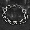 304 Stainless Steel Oval Link Chain Bracelets for Women X-BJEW-R021-09P-2