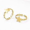 Ion Plating(IP) 304 Stainless Steel Star Cuff Ring for Women RJEW-C060-10G-4