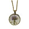 Alloy & Plastic Inner Flower Flat Round Pendant Necklaces FS-WG8915D-16-2