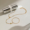 Natural Turquoise 304 Stainless Steel Flower Hand Chain Ring Bracelets for Women EH8478-3