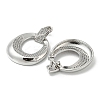 Oval Rack Plating Brass Micro Pave Cubic Zirconia Dangle Stud Earrings EJEW-F331-21P-2