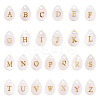 26Pcs 26 Styles Natural Shell Teardrop Charms with Golden Tone Metal Letter Slices SHEL-TAC0004-02-2