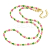 Brass Enamel Column Link Chain Necklaces NJEW-H039-10A-03G-2