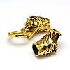 Tibetan Style Alloy Animal Tiger Head Spring Gate Rings PALLOY-A063-03AG-2