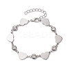 Stainless Steel Heart Link Chain Bracelet with Cubic Zirconia BJEW-JB10170-1