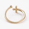 Brass Micro Pave Clear Cubic Zirconia Cuff Rings RJEW-C101-07G-3
