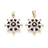Brass Micro Pave Clear Cubic Zirconia and Enamel Pendants KK-T075-91B-G-1